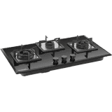 Hindware Aster 3B Steel, Glass Automatic Hob |  78CM | 3 Burners |