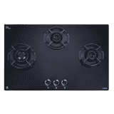 Elica | FLEXI HEXA 370 LOTUS IND HD BRASS | 3 Italian Burner | Auto Ignition Glass Top with Direct Multi-Flame  Gas Stove