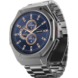 boAt Enigma X600 Smartwatch with Bluetooth Calling | AMOLED Display | IP68 Water Resistant | Classic Silver Strap
