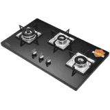 Hindware ROSIA 3B 76 cm | Brass Burners | Auto Ignition | Bakelite Knobs | Built in Glass Automatic Hob