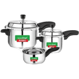 GreenChef SS Pressure Cooker Namo Combo(5L+3L+2L) 5 L, 3 L, 2 L Induction Bottom Pressure Cooker & Pressure Pan | Stainless Steel