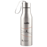 Cello | 900ml | Refresh Stainless Steel Double Walled Water Bottle | Hot and Cold | Silver