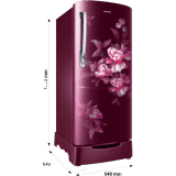 Samsung  Direct Cool Single Door Refrigerator |183 L | 4 Star | Himalayan Poppy Red | RR20C1824HN/HL