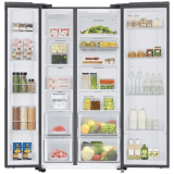 SAMSUNG | Refrigerator | 653 Litres | 3 Sta | Frost Free Side by Side Door Smart Wifi Twin Cooling Plus | Glam Deep Charcoal | RS76CB81A333HL