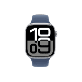 Apple Watch Series 10 | GPS | Cellular | 46mm | M/L |  Silver Aluminium Case With Sport Band | Denim Strap | MWY13HN/A