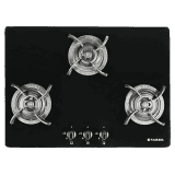 Faber | HOB ULTIMA HT723 CRS BR CI AI | Hob/Hobtop 3 Brass Burner Glass Top | Black