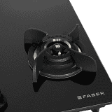 Faber | HOB ULTIMA HT723 CRS BR CI AI | Hob/Hobtop 3 Brass Burner Glass Top | Black