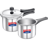 Prestige Popular Combination Pack 3 L, 2 L Induction Bottom Pressure Cooker | Stainless Steel