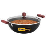 Hawkins Futura Deep Kadhai | Non Stick Kadai with Glass Lid | Flat Bottom Induction Kadhai | 5 L | INK50G