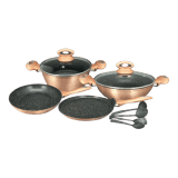 Impex GEM 4S Granite Coated Forged Nonstick Aluminium 10 Pcs Cookware Set (Suace Pan,Tawa Pan & Fry Pan)