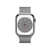 Apple Watch Series 8 | 45 mm | Silver Stainless Steel Case with Silver Milanese Loop (GPS + Cellular)