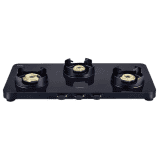 Prestige Gas Stove | EdgeSchott | Glass-Top | 3 Brass Burner | Ultra-Slim Body | Black