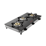 Butterfly Radiant Glass Top Gas Stove | 3 Burner | Black
