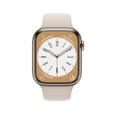 Apple Watch Series 8 | 41 mm | Gold Stainless Steel Case with Starlight Sport Band (GPS + Cellular)