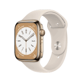 Apple Watch Series 8 | 41 mm | Gold Stainless Steel Case with Starlight Sport Band (GPS + Cellular)