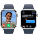 Apple Watch Series 9 | GPS + Cellular 45mm Silver Case & Storm Blue Sport Band | Silver Strap