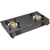 Sunblaze Onyx 2 Burner Gas Stove | Toughened Black Glass Forged Brass Burner Stainless Steel Manual Gas Stove | 2 Burners