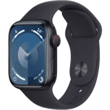 Apple Watch Series 9 | GPS + Cellular 41mm Midnight Case & Midnight Sport Band | Midnight Strap