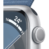 Apple Watch Series 9 | GPS 45mm Silver Aluminium Case with Winter Blue Sport Loop | Silver Strap