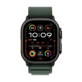 Apple Watch Ultra 2 | GPS | Cellular | 49mm | L Size | Black Titanium with Dark Green Alpine Loop | Dark Green Strap | MX4T3HN/A