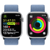 Apple Watch Series 9 | GPS 45mm Silver Aluminium Case with Winter Blue Sport Loop | Silver Strap