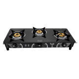 Preethi Zeal glass top 3 burner gas stove | Manual Ignition | Black | GTS124