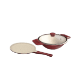 IMPEX RUBY 3Pcs Aluminium Diecast Nonstick Tawa Pan and Multipan Non-Stick Coated Cookware Set  | Aluminium | 3 Piece |