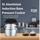 Preethi Induction Base Outer Lid Aluminium Pressure Cooker | Spill Splash Shield | 5 L