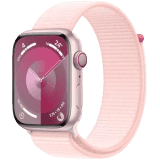 Apple Watch Series 9 | GPS 45mm Pink Aluminium Case with Light Pink Sport Loop  | Pink Strap