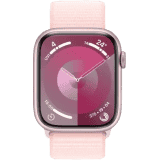 Apple Watch Series 9 | GPS 45mm Pink Aluminium Case with Light Pink Sport Loop  | Pink Strap