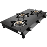 Preethi Bluflame Sparkle Power Duo Glass top Gas Stove | 3 Burner