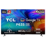 TCL | 55P635 | 139 cm (55 Inch) | Metallic Bezel-Less Series 4K Ultra HD Smart LED Google TV | Black