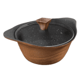 Preethi Artistic Die Cast Non Stick Kadai | 24 cm |  Glass Lid  | 5 Star | Brown