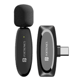 Portronics Dash 7 Omnidirectional Type C Wireless Microphone | Noise Cancellation | Lapel Wireless Mic for Video Recording | Supports Type C | Black | POR 2290