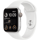 Apple Watch SE 2nd Gen | GPS | 44 mm | Heart Rate Monitor | Sleep Tracking | White Sport Band | MNK23HN/A