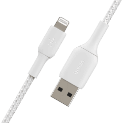 Belkin Apple Certified Lightning to USB Charge Cable | Sync Tough Braided | 1 meters | White