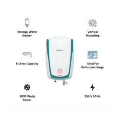 HAVELLS 6 L Storage Water Geyser Instanio Prime | white, Blue