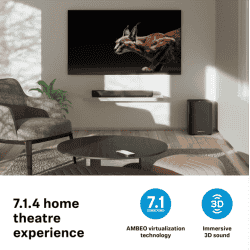 Sennheiser AMBEO Soundbar Mini | 250 Watts | Dolby Atmos | Immersive 3D Audio for TV | Black | SB02S