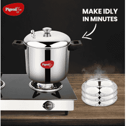 Pigeon Stainless Steel Idly Maker | 4 Plates Compatible with Induction and Gas Stove | 15599