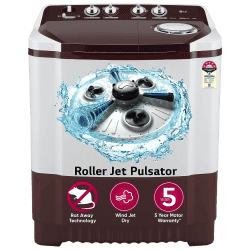 LG Semi Automatic Top Load Washing Machine | 8.5 kg | Roller Jet Pulsator with Soak | Burgundy | P8530SRAZ