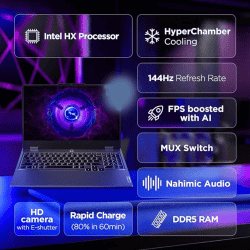 Lenovo LOQ Gaming Laptop | Intel Core i5 12th Gen 12450HX | 16GB | 512GB SSD | NVIDIA RTX 3050 | Grey | 83GS003NIN