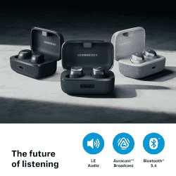 Sennheiser MOMENTUM True Wireless 4 in Ear Earbuds | Intelligent Adaptive ANC | Qi Fast Charge | Black Graphite