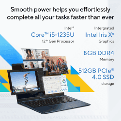 ASUS Vivobook 15 Light Weight Laptop | Intel Core i5 12th Gen 1235U | 8 GB | 512 GB SSD | Quiet Blue | X1504ZA-NJ520WS