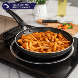 MR Kadai Tawa Frypan With Glass Lid Induction Base | Non stick 3 layer coating | IKTF GL 22