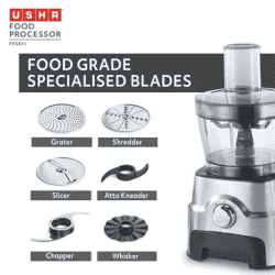USHA Food Processor | 1000 Watt | FP 3811 | Black & Silver