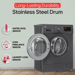 LG Fully Automatic  Front Load Washing Machine | 7Kg | Inverter Direct Drive Technology | Middle Black | FHM1207SDM