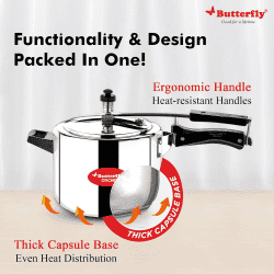 Butterfly Orchid 6 L Induction Bottom Pressure Cooker | Stainless Steel
