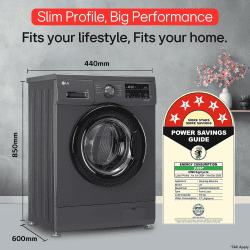 LG Fully Automatic  Front Load Washing Machine | 7Kg | Inverter Direct Drive Technology | Middle Black | FHM1207SDM
