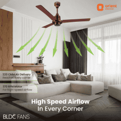 Orient Electric EcoTech Supreme Ceiling Fan | BLDC Motor | 3 Blade | 5 Star | 1200 mm | Brown