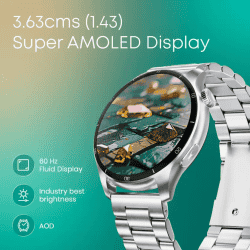 Fastrack Dezire FX1 Pro Smartwatch  |  AMOLED Display | 1.43 inch | Silver Metal